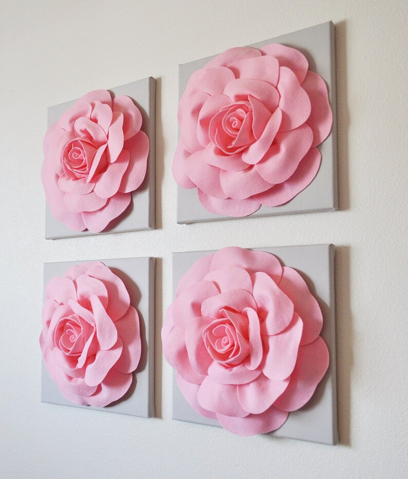 Baby Nursery Wall Hangings Light Pink and Gray Wall Flowers 12 Etsy