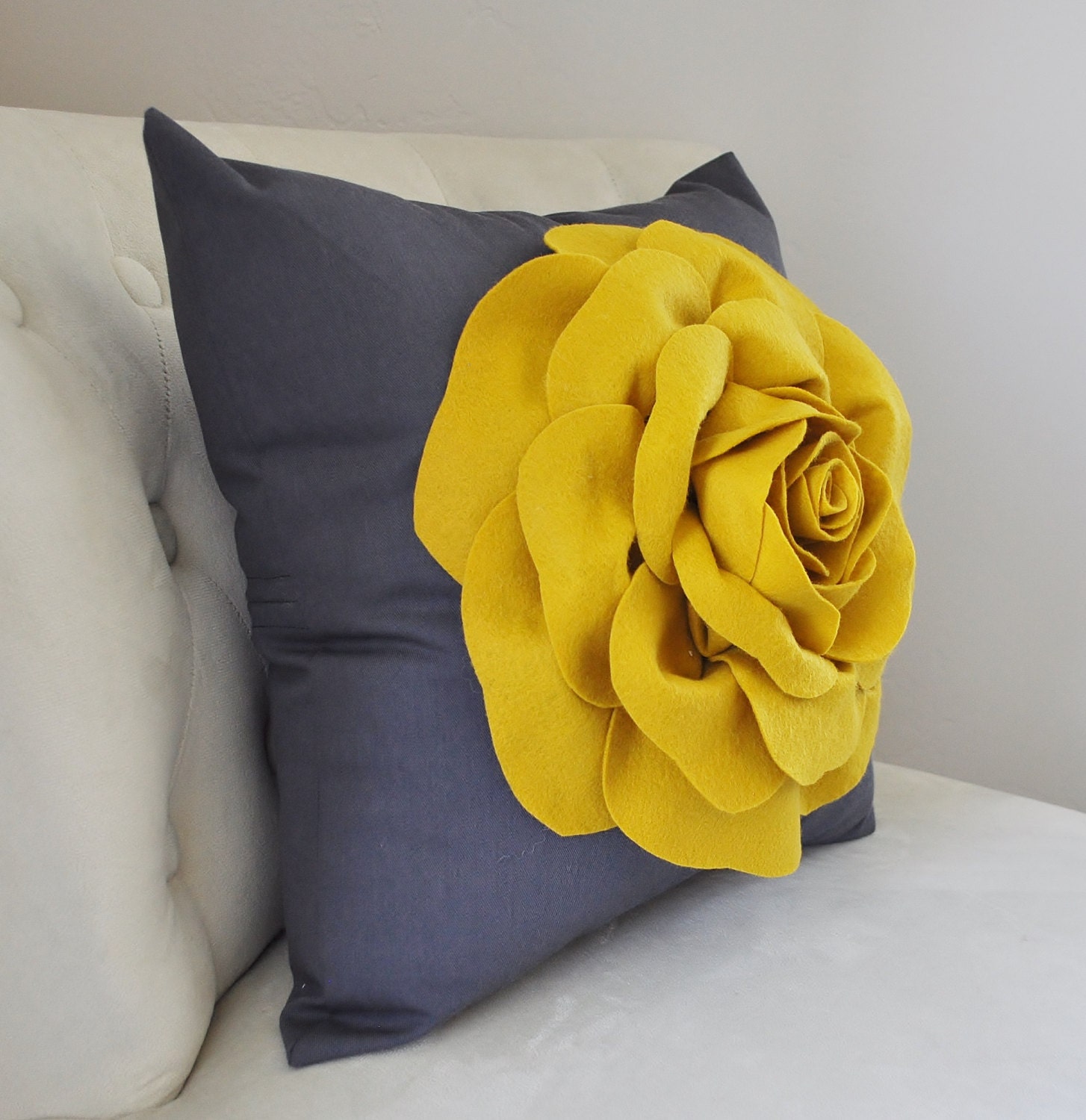 Mustard Yellow Rose Pillow French Country Mustard Yellow Etsy