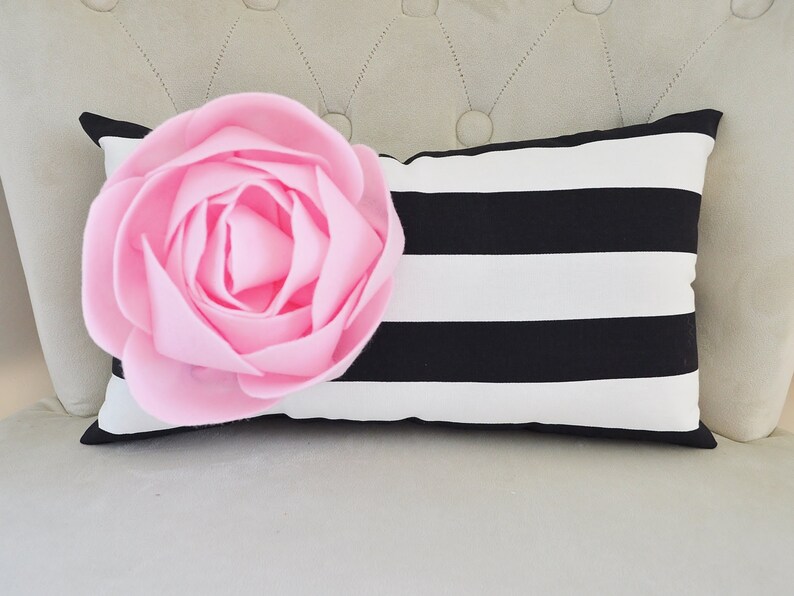 Pink and Navy Decorative Pillow Chevron Navy Decor Lumbar Etsy