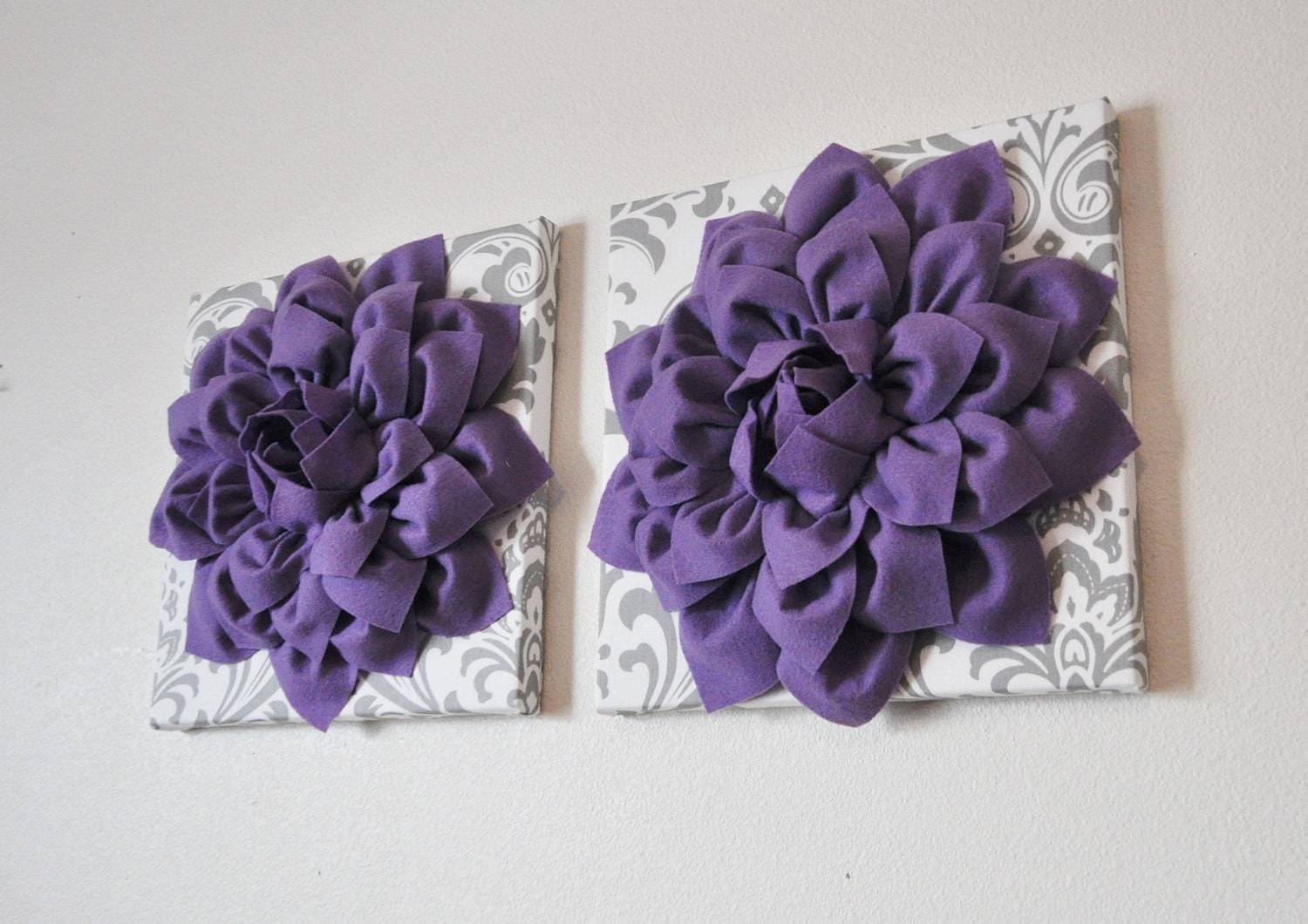 Flower Wall Hangings Lavender Purple Dahlias on White and Etsy