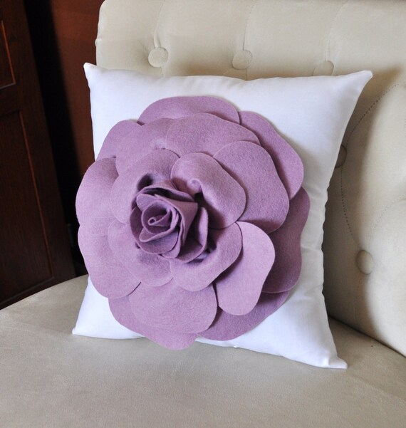 Lilac Rose On White Pillow Flower Pillow Etsy