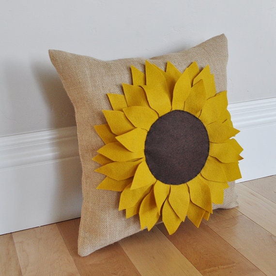 Sunflower Pillow 16 x 16 Farmhouse Decor Autumn Flower Etsy