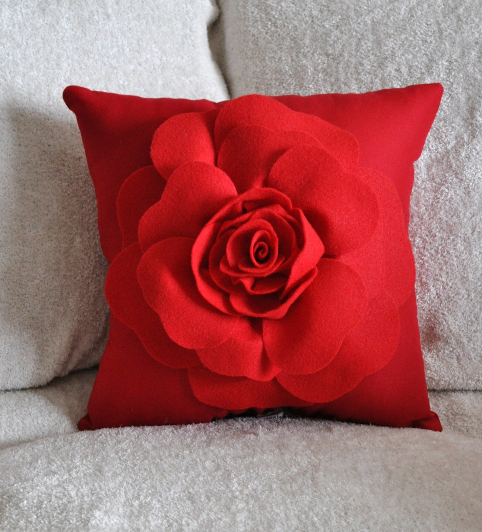 Throw Pillow Red Rose on Red Pillow Etsy