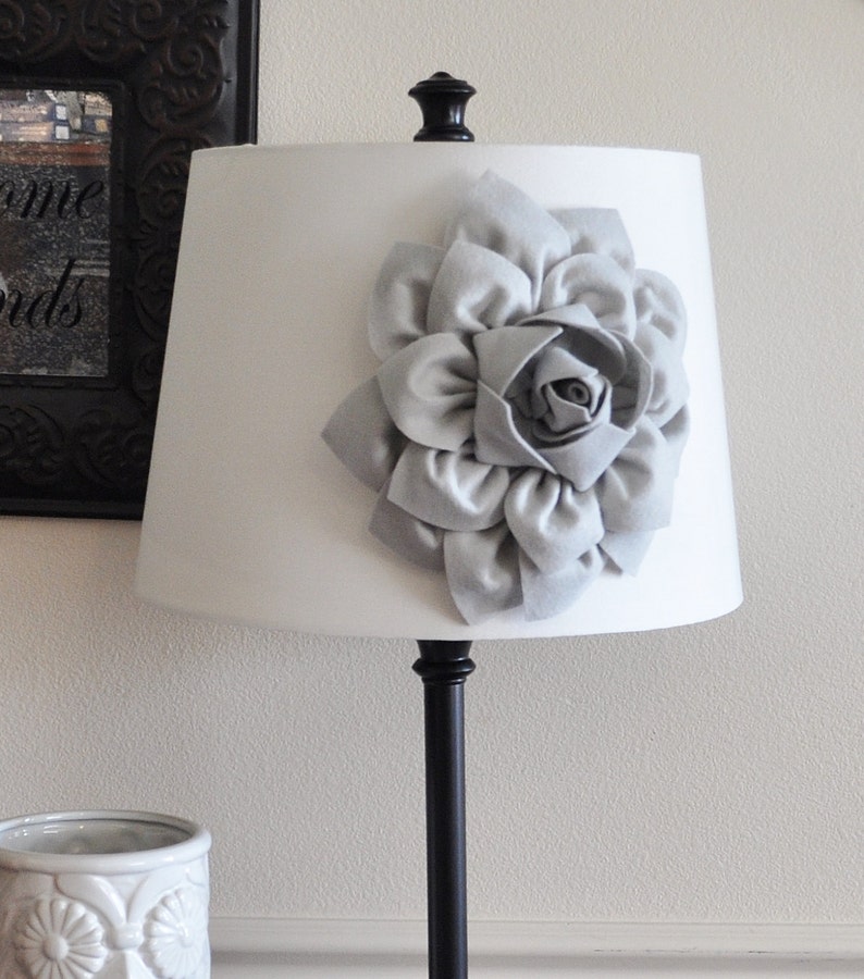 Gray Dahlia Lampshade Flower Accessory Magnet Lamp Shade Embellishment New Collection