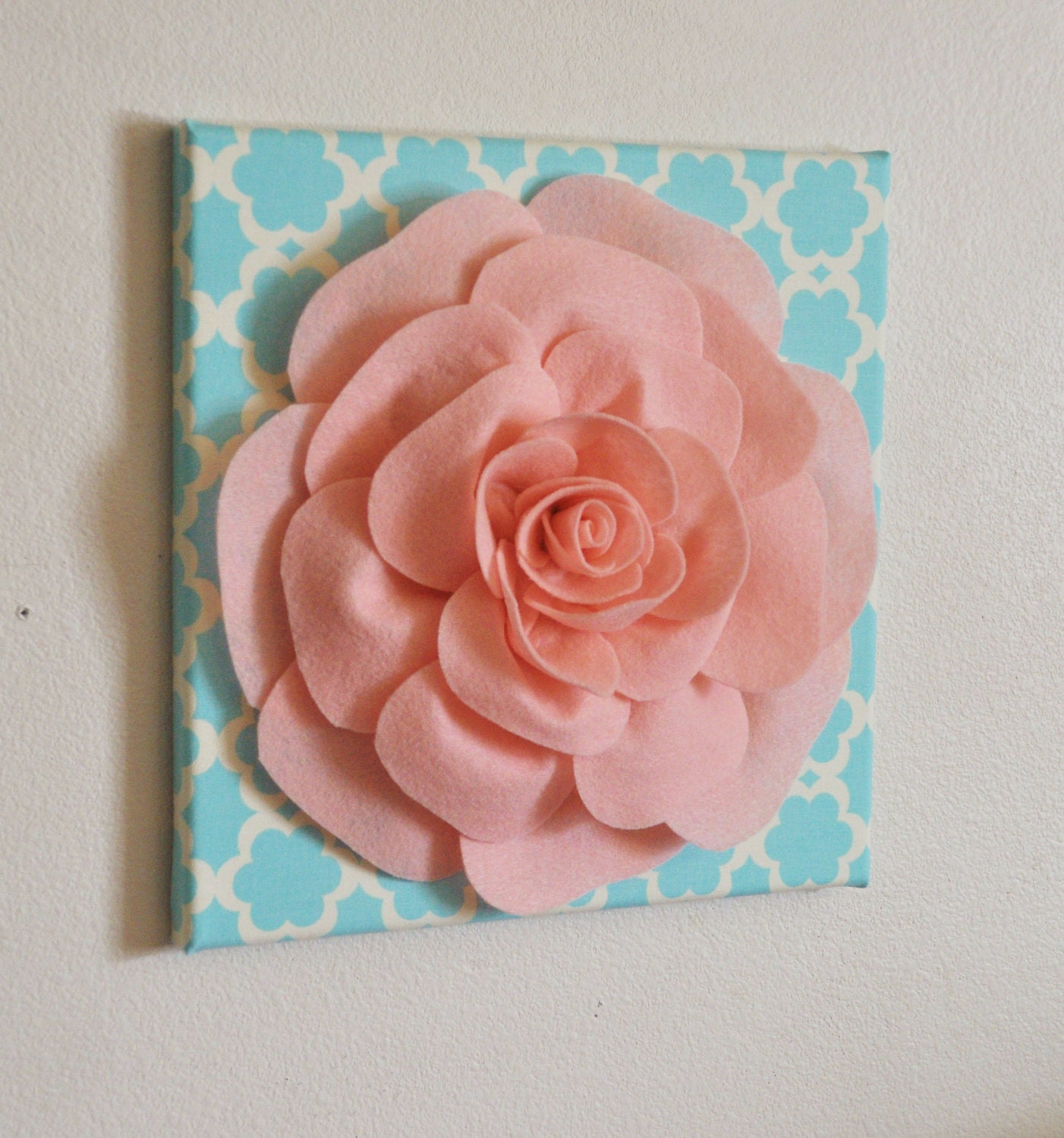 Nursery Wall Decor Light Pink Rose on Blue Tarika 12 Etsy