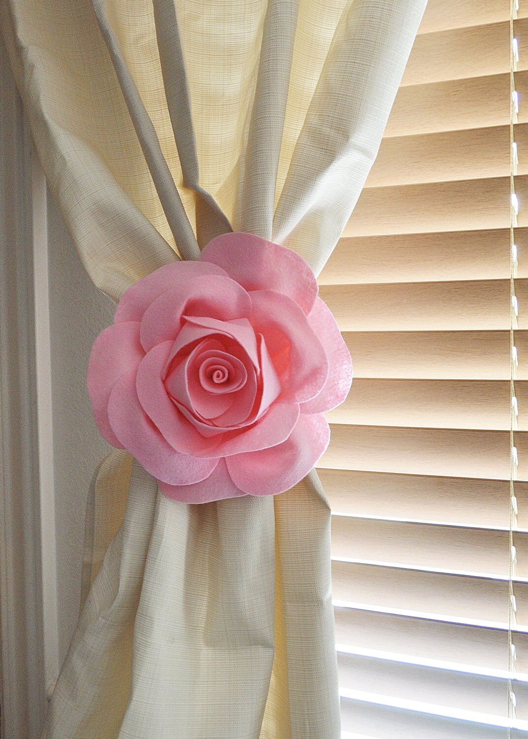 TWO Rose Flower Curtain Tie Backs Curtain Tiebacks Curtain Etsy