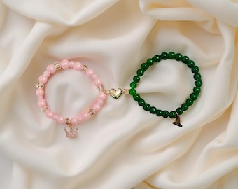 Wicked Best Friend Bracelets Magnetic Heart Charm Bracelets Elphaba Glinda Inspired Gifts Handmade Beaded Friendship Jewellery