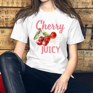 Cherry Aesthetic T-Shirt ,Juicy Red Fruit Graphic Tee ,Cute Summer Vintage Fruit Shirt for Women & Teens
