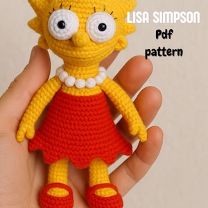 Schema all'uncinetto per Lisa Simpson - Bambola all'uncinetto Amigurumi - Schema all'uncinetto per bambola dei cartoni animati