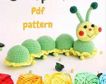 Modèle chenille au crochet, peluche chenille, téléchargement amigurumi pdf