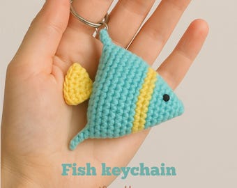 Crochet Fish Keychain, Striped Amigurumi Tropical Fish (PDF Pattern Template