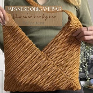 Japanese Bento Bag Crochet Pattern, Origami Tote (PDF Tutorial)