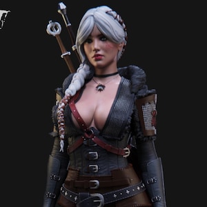 Estátua da Ciri - Figura colecionável de The Witcher - Pintada à mão