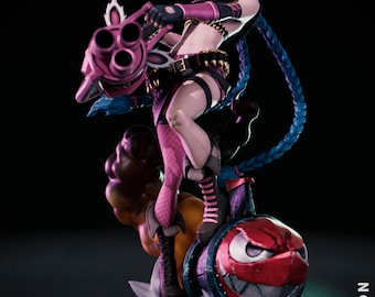Jinx Inspired Collectible Figure – Hand Painted Arcane Gaming Statue