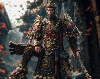 Wukong Figure Black Myth Inspired Statue Monkey King Collectible Action Fantasy Character Figure