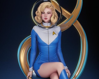 Starfleet Officer Figure Space Explorer Statue Sci-Fi Command Collectible Character Figure