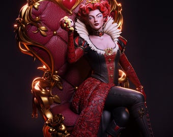 Queen of Hearts Figure Dark Fantasy Queen Statue Gothic Royal Collectible Character Figure