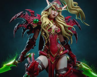 Valeera Figure World of Warcraft Inspired Statue Blood Elf Rogue Collectible Fantasy Character Figure