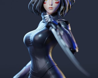 Alita Battle Angel Figure - Sci-Fi Character Figure - Hand Painted Game Collectible
