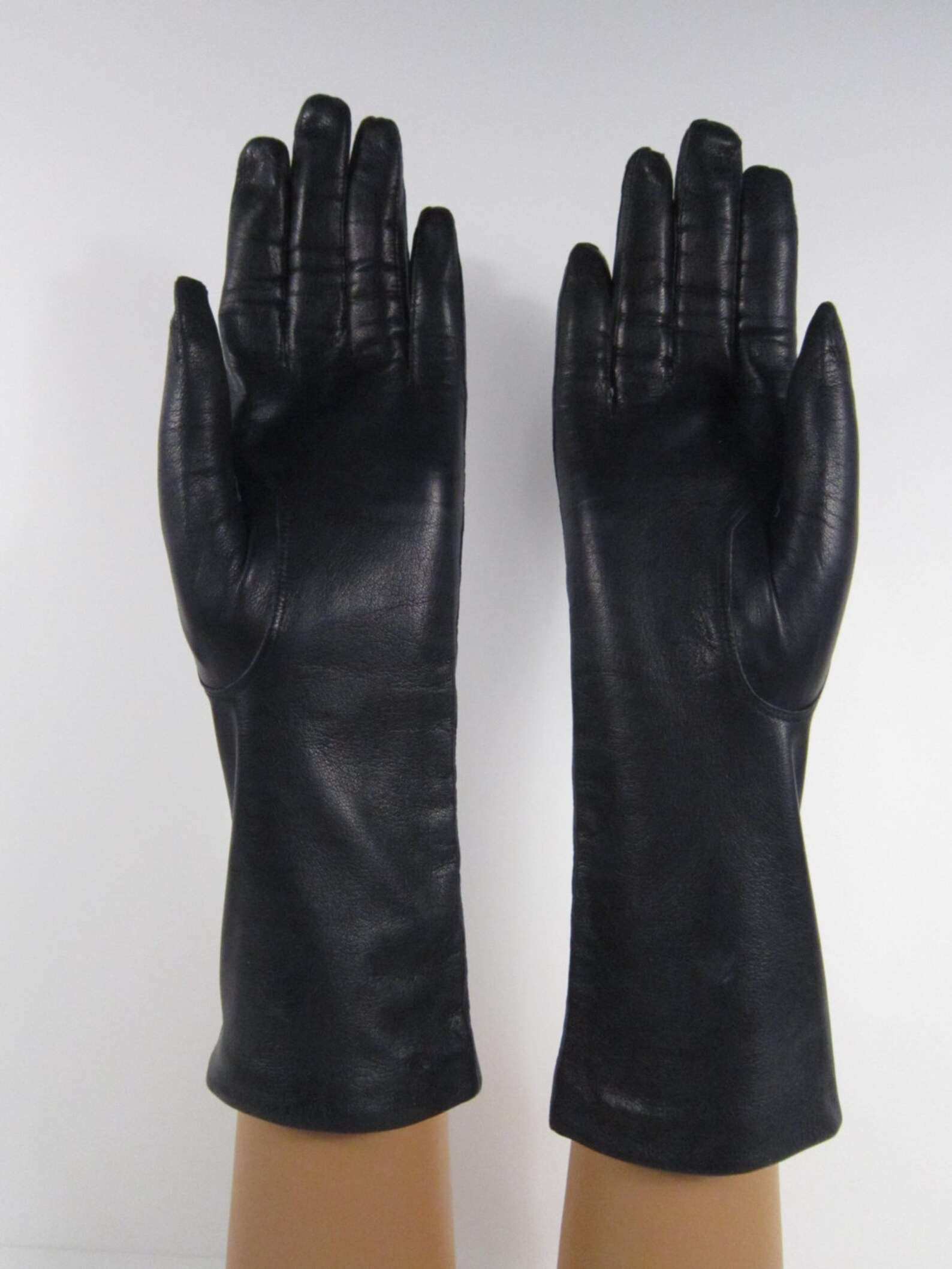61/2Womens Vintage Black Leather Dress Gloves11 inches Etsy
