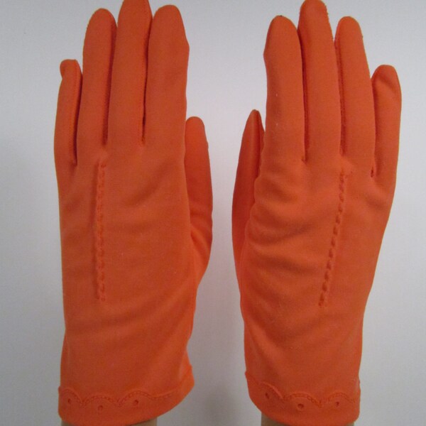 8 - Vintage Orange NylaSuede Prom/Dress/Church Gloves - 8-1/2 inches long(604g)