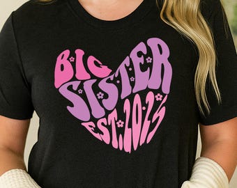 Retro Floral Big Sister Shirt: 2025 Announcement Tee