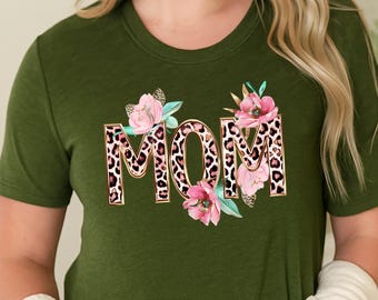 Floral Leopard Print Mom T-Shirt: Trendy Boho Graphic Tee