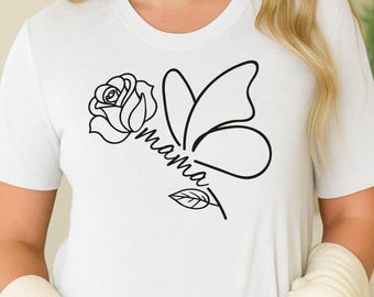 Floral Mama Shirt: Minimalist Line Art, Boho Mom Life Tee