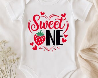 Sweet One Strawberry Birthday Outfit: Baby Girl's First Birthday Tee