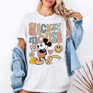 Vintage Mickey Mouse Shirt, Retro Style Mickey T-Shirt, Boho Disney World Trip Shirt, Groovy Mickey Mouse Family Tee, Classic Cartoon Mouse