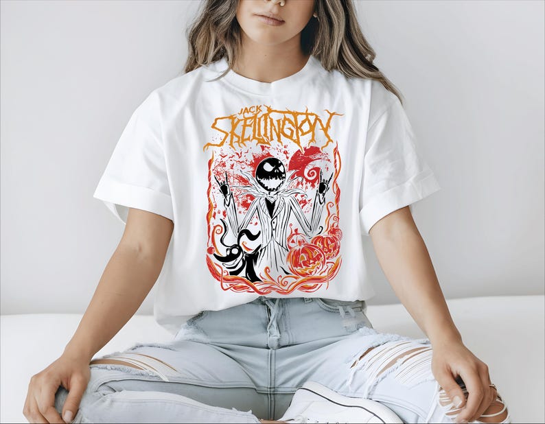 Jack Skellington Rock Shirt, Heavy Metal Nightmare Before Christmas T-Shirt, Spooky Pumpkin King Tee, Zero Dog Halloween Shirt, Disney Trip