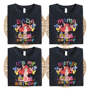 Disney Princess Ariel Birthday Shirt, Little Mermaid Birthday T-Shirt, Family Matching Birthday Tee, Birthday Girl Tee, Disney Trip 2026 Tee