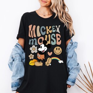 Vintage Mickey Mouse Shirt, Retro Style Mickey T-Shirt, Boho Disney World Trip Shirt, Groovy Mickey Mouse Family Tee, Classic Cartoon Mouse
