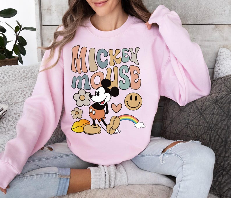 Vintage Mickey Mouse Shirt, Retro Style Mickey T-Shirt, Boho Disney World Trip Shirt, Groovy Mickey Mouse Family Tee, Classic Cartoon Mouse
