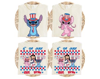 4th of July Stitch Shirt, Stitch and Friends T-Shirt, Independence Day Tee, Stitch America Est 1776 Shirt, Disney Memorial Day Shirt