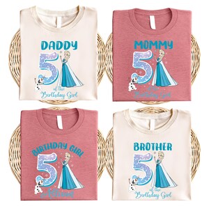 Custom Name Frozen Birthday Shirt, Princess Elsa and Family T-Shirt, Disney Birthday Girl Tee, Frozen Theme Birthday Top, Birthday Trip Tee