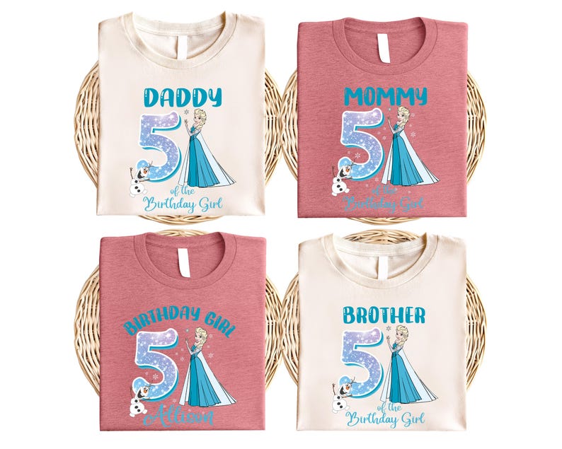 Custom Name Frozen Birthday Shirt, Princess Elsa and Family T-Shirt, Disney Birthday Girl Tee, Frozen Theme Birthday Top, Birthday Trip Tee