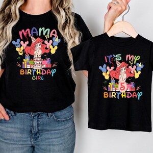 Disney Princess Ariel Birthday Shirt, Little Mermaid Birthday T-Shirt, Family Matching Birthday Tee, Birthday Girl Tee, Disney Trip 2026 Tee