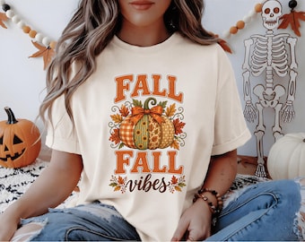 Fall Vibes Shirt, Pumpkin Spice T Shirt, Autumn Leaves Tee, Cozy Fall Season Shirt, Thanksgiving Tee, Cute Pumpkin Sweatshirt, Fall Ribbon