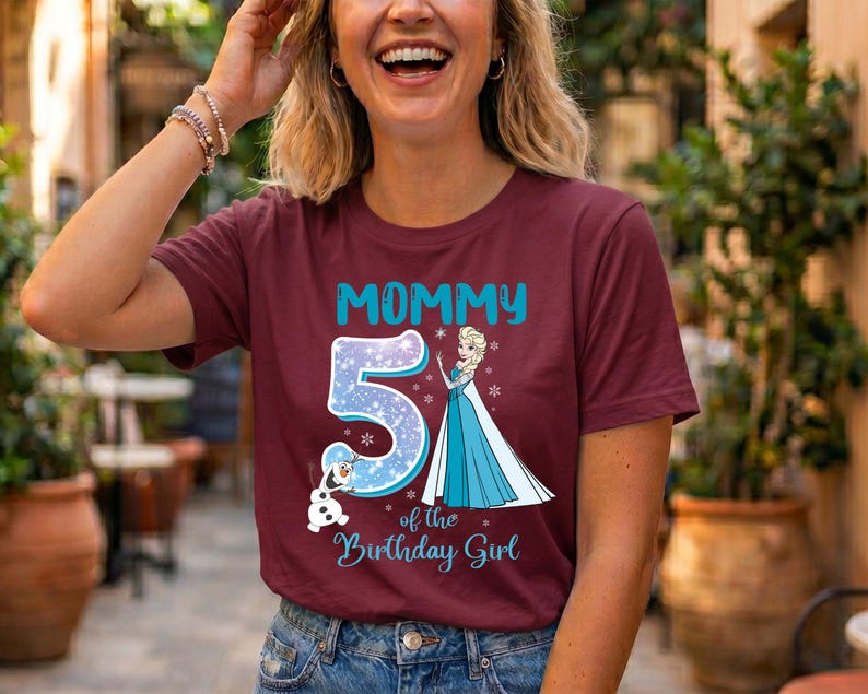 Custom Name Frozen Birthday Shirt, Princess Elsa and Family T-Shirt, Disney Birthday Girl Tee, Frozen Theme Birthday Top, Birthday Trip Tee