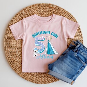 Custom Name Frozen Birthday Shirt, Princess Elsa and Family T-Shirt, Disney Birthday Girl Tee, Frozen Theme Birthday Top, Birthday Trip Tee