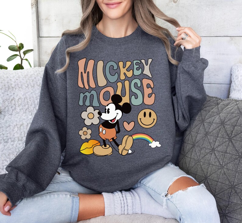 Vintage Mickey Mouse Shirt, Retro Style Mickey T-Shirt, Boho Disney World Trip Shirt, Groovy Mickey Mouse Family Tee, Classic Cartoon Mouse