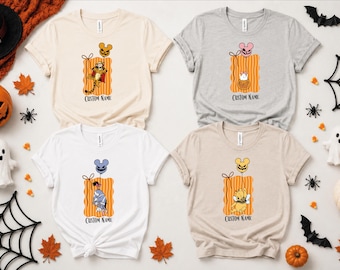 Custom Name Pooh Halloween Shirt, Winnie and Friends Halloween T-Shirt, Disney Family Halloween Tee, Spooky Season Shirt, Trick or Treat Tee