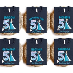 Custom Name Frozen Birthday Shirt, Princess Elsa and Family T-Shirt, Disney Birthday Girl Tee, Frozen Theme Birthday Top, Birthday Trip Tee