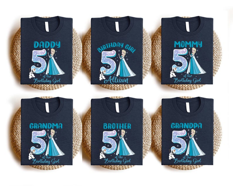 Custom Name Frozen Birthday Shirt, Princess Elsa and Family T-Shirt, Disney Birthday Girl Tee, Frozen Theme Birthday Top, Birthday Trip Tee