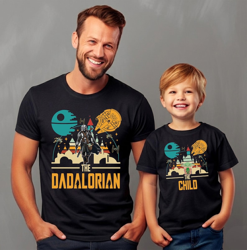 The Dadalorian and The Child Matching Shirt, Father and Son Disney T-Shirt, Star Wars Inspired Family Vacation Tees, Mandalorian Movie Shirt