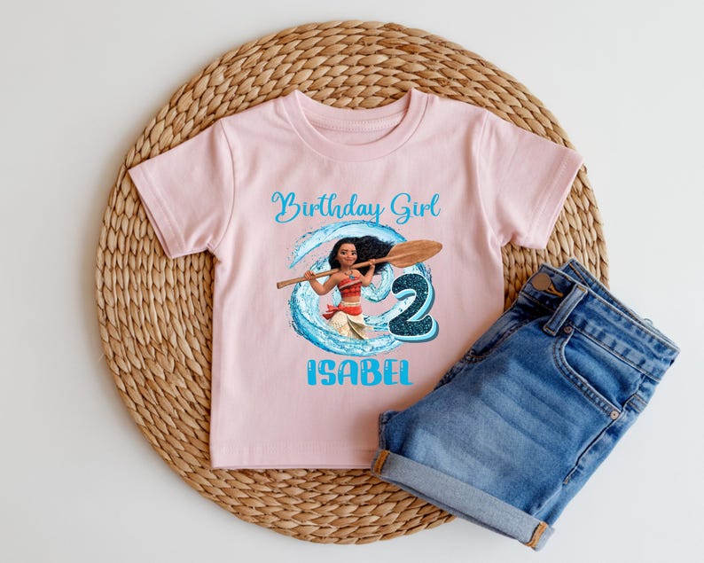 Custom Name Moana Birthday Shirt, Disney Ocean T-Shirt, Family Matching Birthday Girl T-Shirt, Princess Moana Tee, Birthday Party Shirt