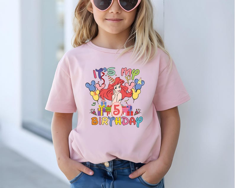 Disney Princess Ariel Birthday Shirt, Little Mermaid Birthday T-Shirt, Family Matching Birthday Tee, Birthday Girl Tee, Disney Trip 2026 Tee