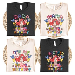 Disney Princess Ariel Birthday Shirt, Little Mermaid Birthday T-Shirt, Family Matching Birthday Tee, Birthday Girl Tee, Disney Trip 2026 Tee
