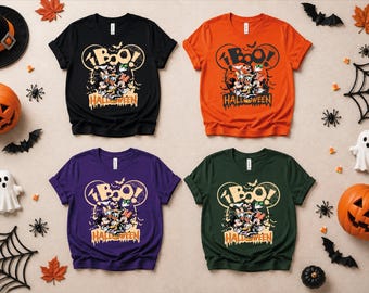 Camiseta de Halloween de Disney Boo, camiseta de Halloween de Mickey y sus amigos, camiseta de esqueleto de Disney, sudadera de Mickey espeluznante, camiseta con ambiente otoñal de Disney
